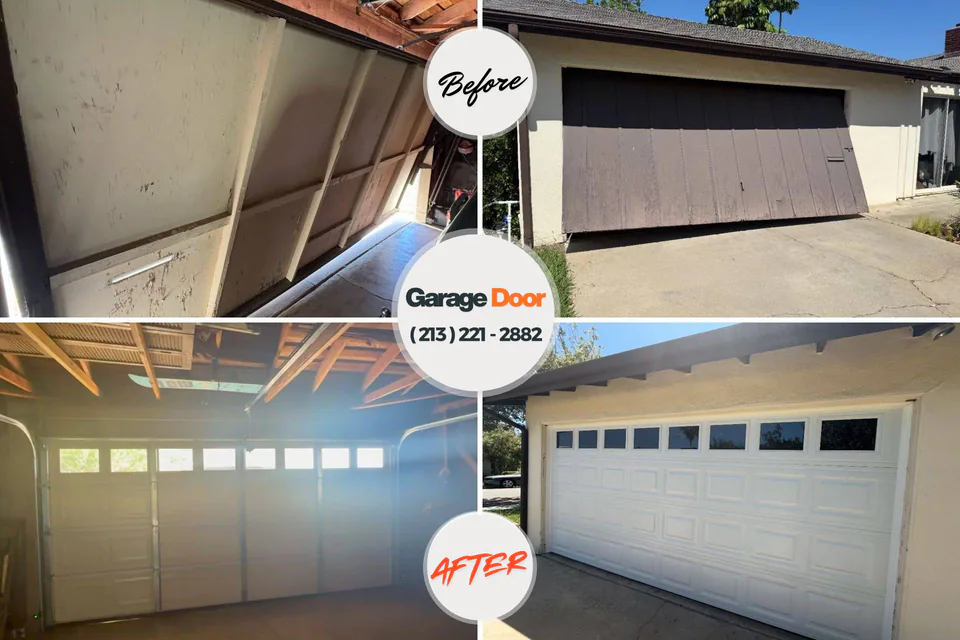 Before and after: garage door repair Ione, CA
